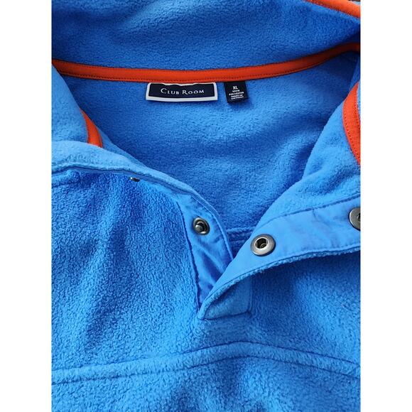 Club Room Blue Orange Trim Fleece Pullover Men’s XL – Snap Neck Outdoor Jacket - Picture 5 of 11